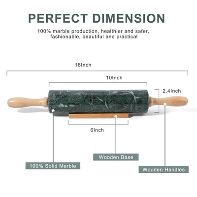 Koville Marble Rolling Pin, 9.8 in x 2.4 in in natural stone  IndianGreen