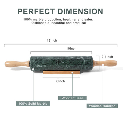 Koville Marble Rolling Pin, 9.8 in x 2.4 in in natural stone  IndianGreen