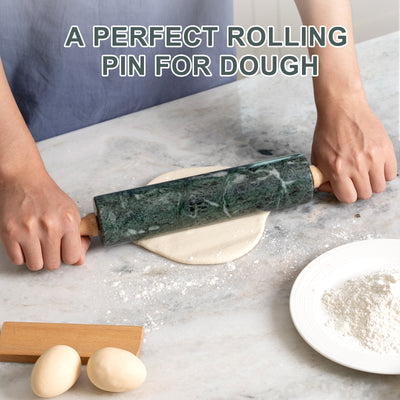 Koville Marble Rolling Pin, 9.8 in x 2.4 in in natural stone  Indian Green