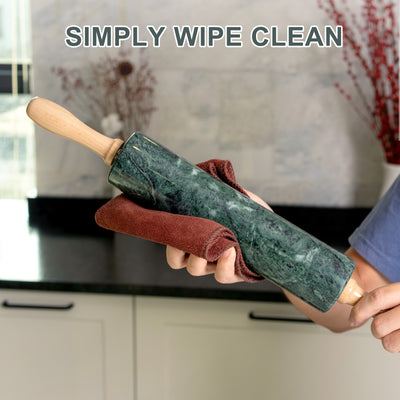 Koville Marble Rolling Pin, 9.8 in x 2.4 in in natural stone  Indian Green