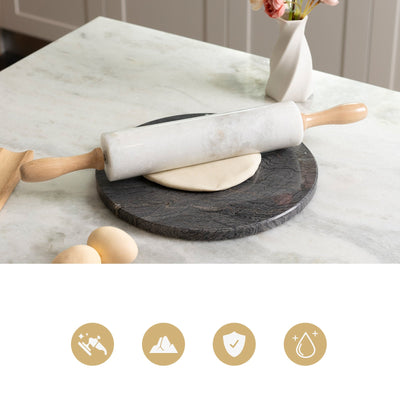 Koville Marble Rolling Pin, 9.8 in x 2.4 in in natural stone