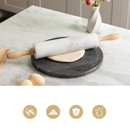 Koville Marble Rolling Pin, 9.8 in x 2.4 in in natural stone