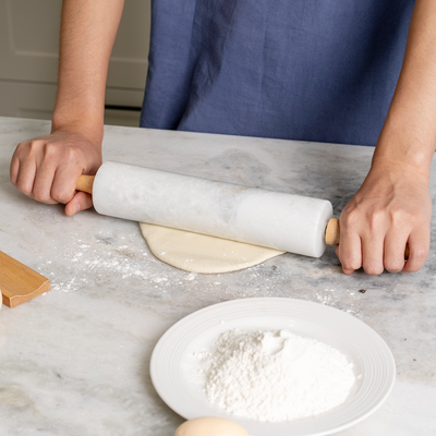 Koville Marble Rolling Pin, 9.8 in x 2.4 in in natural stone