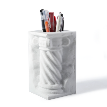 Koville roman column vase bookends for shelves in Volakas natural stone
