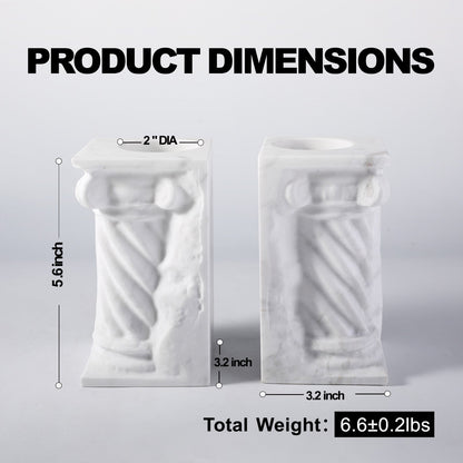 Koville roman column vase bookends for shelves in Volakas natural stone
