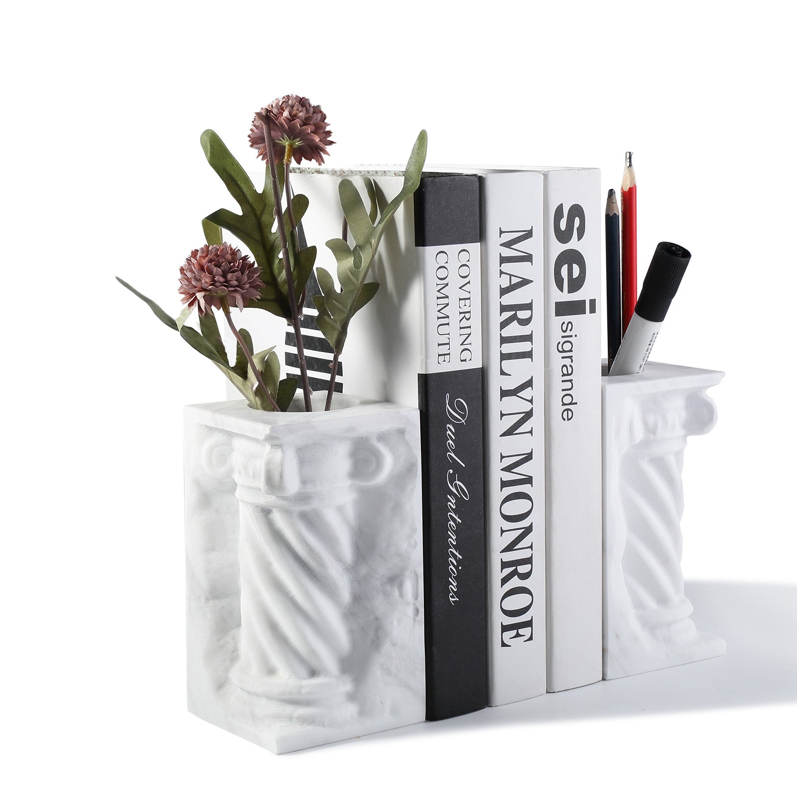 Koville Natural Stone Roman Column Vase Bookends ( set of 2 )