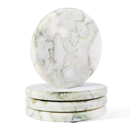 Koville Natural Stone Round Coaster Sets in Bianco Palomino, product view 2