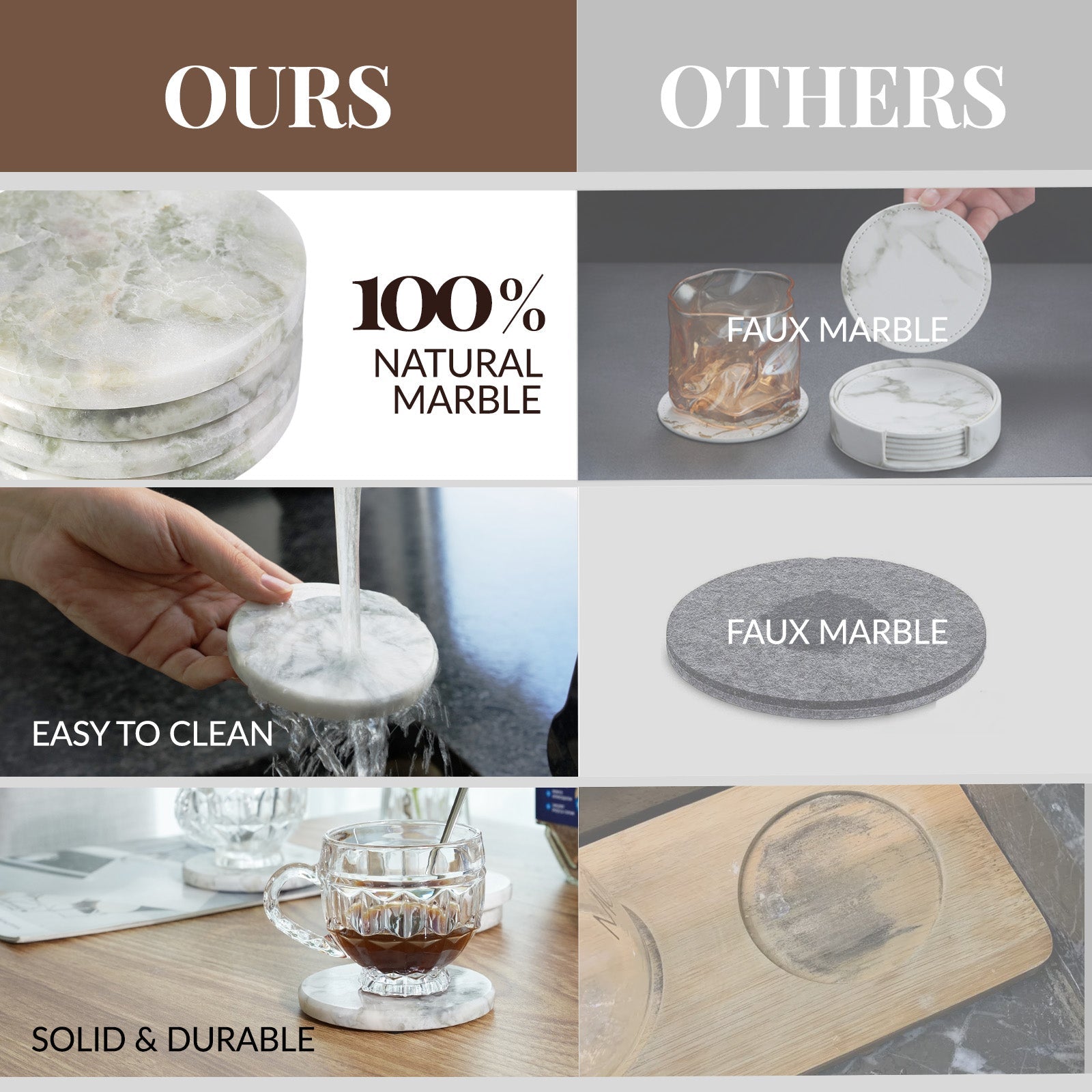 Koville Natural Stone Round Coaster Sets in Bianco Palomino, product view 3