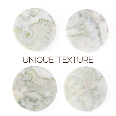 Koville Natural Stone Round Coaster Sets in Bianco Palomino, product view 4