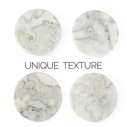 Koville Natural Stone Round Coaster Sets in Bianco Palomino, product view 4