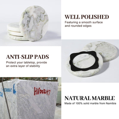 Koville Natural Stone Round Coaster Sets in Bianco Palomino, product view 5