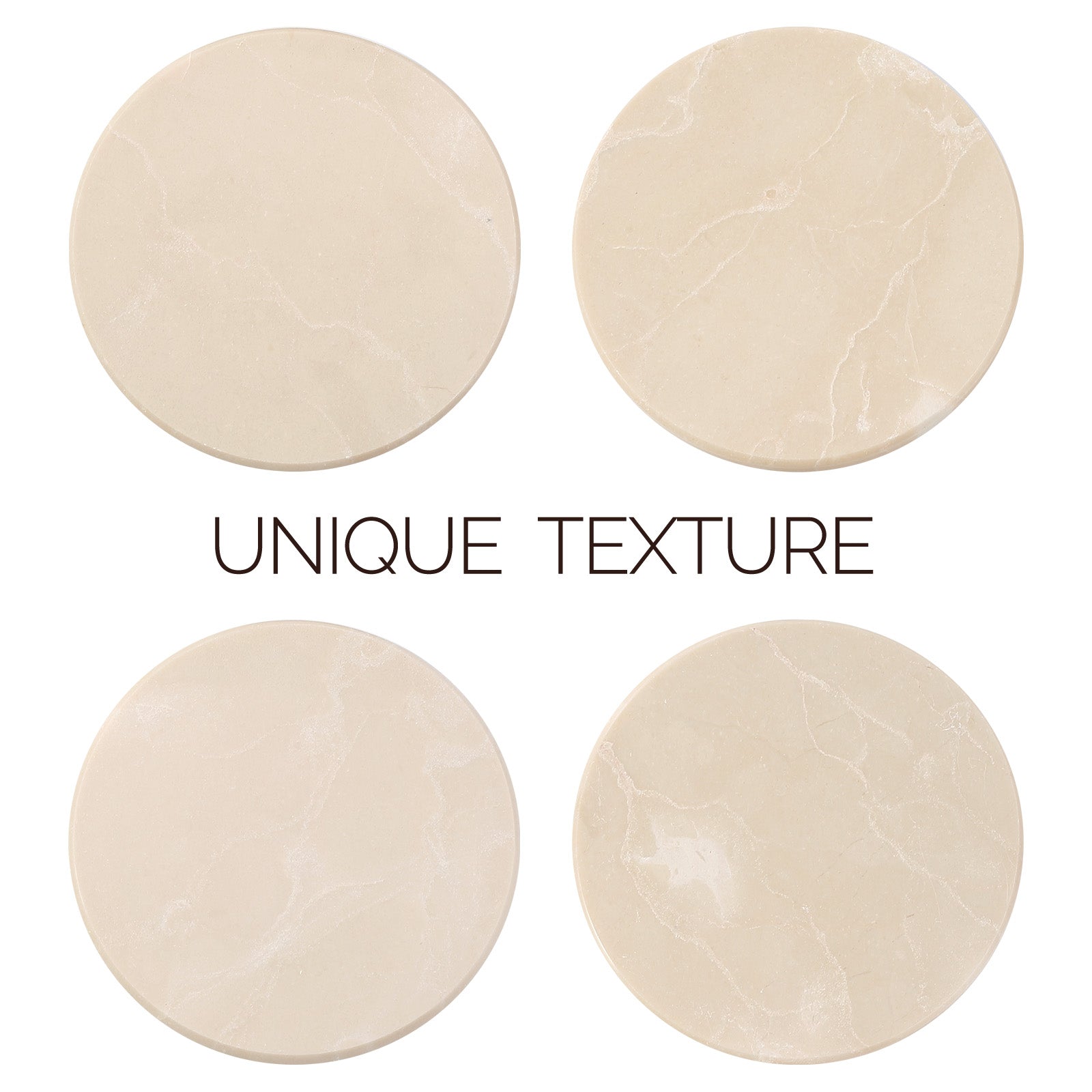Koville Natural Stone Round Coaster Sets in Botticino Beige, product view 6