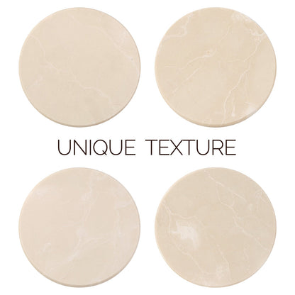 Koville Natural Stone Round Coaster Sets in Botticino Beige, product view 6