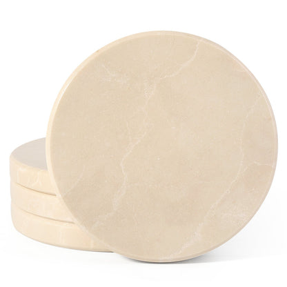 Koville Natural Stone Round Coaster Sets in Botticino Beige, product view 7