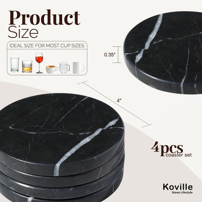 Koville Natural Stone Round Coaster Sets in Grigio Carnico, product view 16