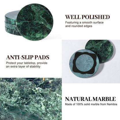 Koville Natural Stone Round Coaster Sets in Indian Green, product view 19