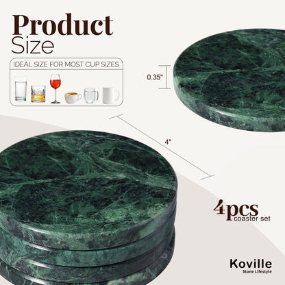 Koville Natural Stone Round Coaster Sets in Indian Green, product view 22