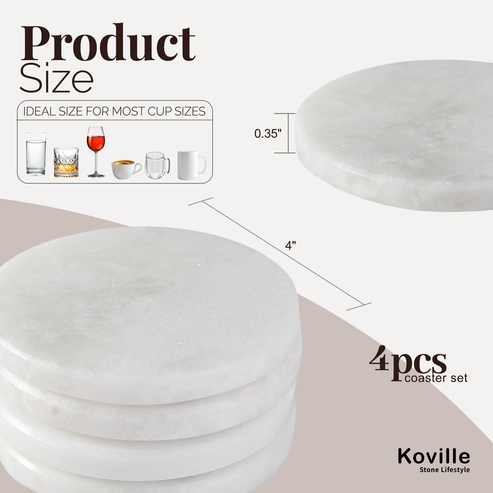 Koville Natural Stone Round Coaster Sets in Namib Fantasy, product view 26