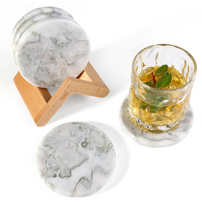 Koville Natural Stone Round Coaster Sets in Bianco Palomino, product view 32