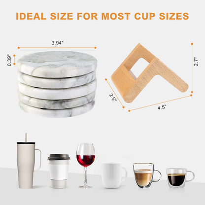 Koville Natural Stone Round Coaster Sets in Bianco Palomino, product view 33