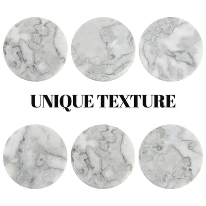 Koville Natural Stone Round Coaster Sets in Bianco Palomino, product view 34
