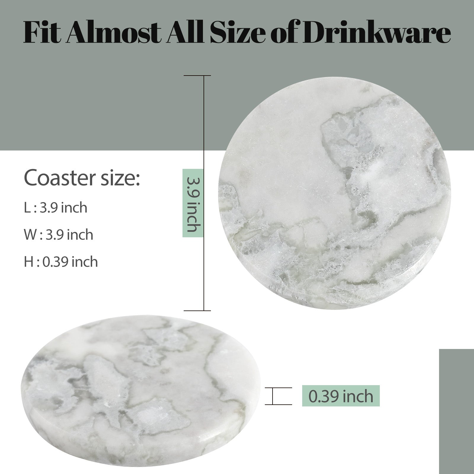 Koville Natural Stone Round Coaster Sets in Bianco Palomino, product view 35