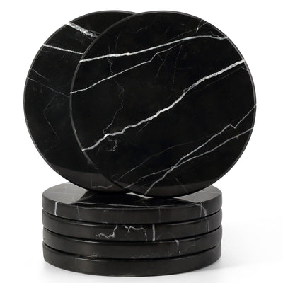 Koville Natural Stone Round Coaster Sets in Nero Marquina, product view 41