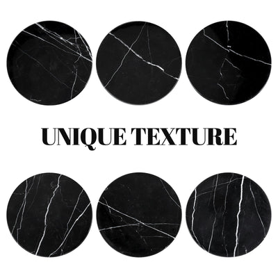 Koville Natural Stone Round Coaster Sets in Nero Marquina, product view 46