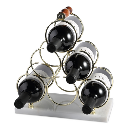 Koville Natural Stone Wine Rack in Karibib Ice on a kitchen counter holding wine bottles