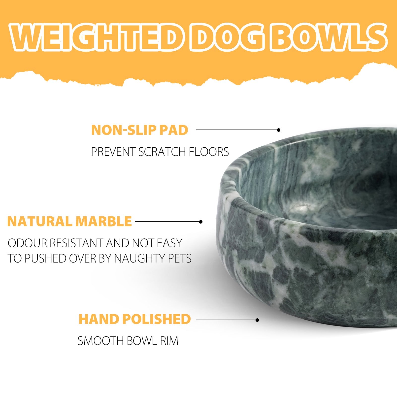 Koville natural stone pet bowl in Indian Green