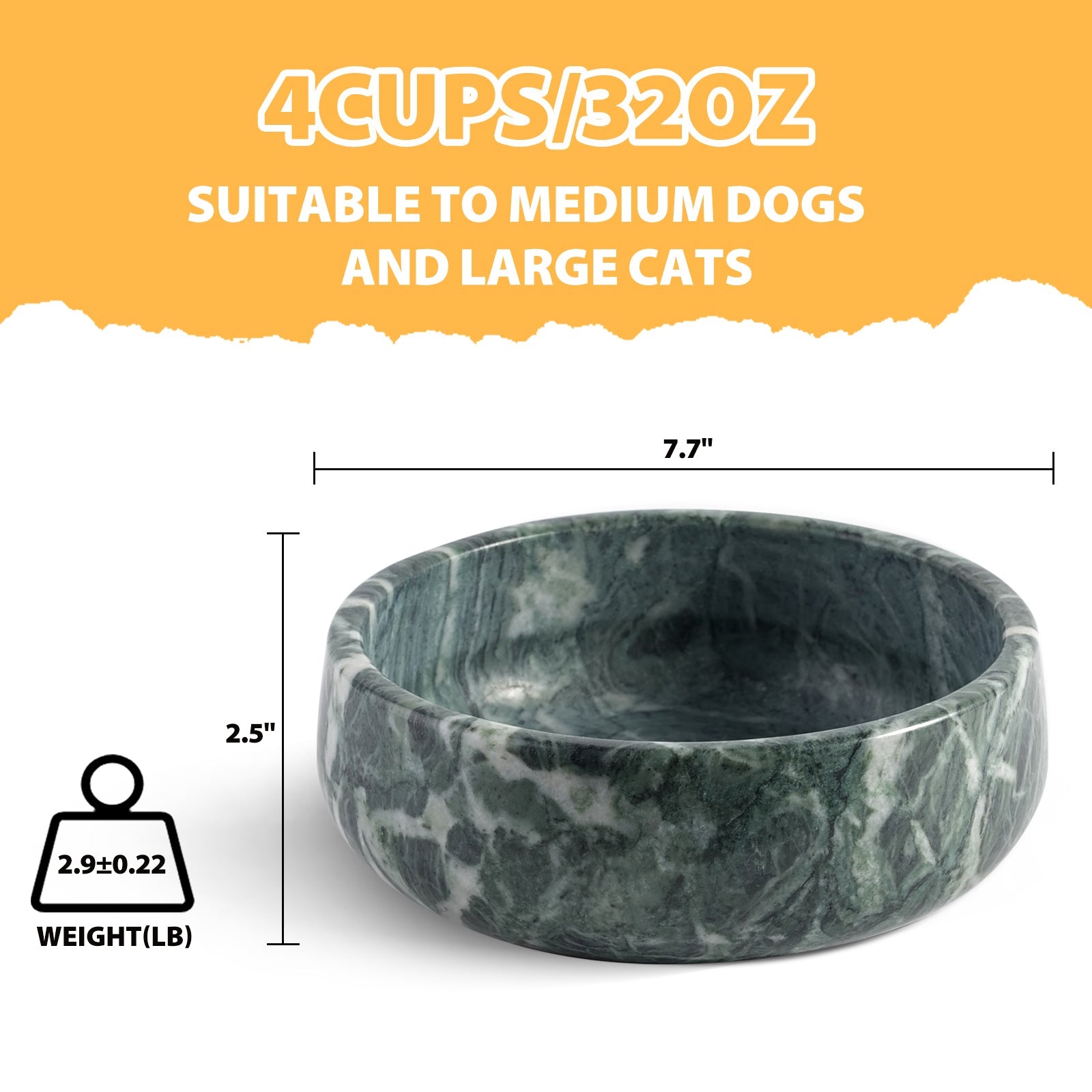 Koville natural stone pet bowl in Indian Green