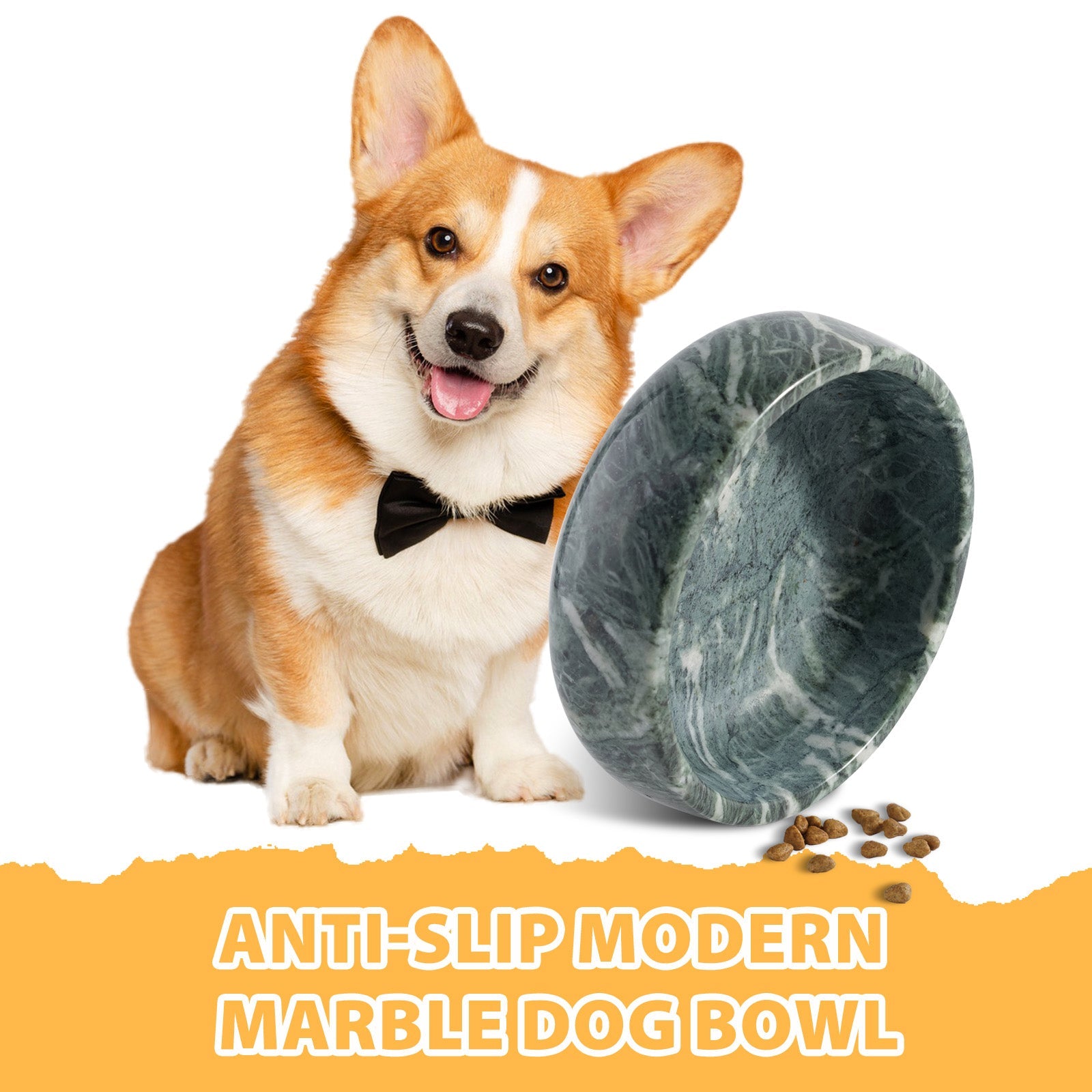 Koville natural stone pet bowl in Indian Green