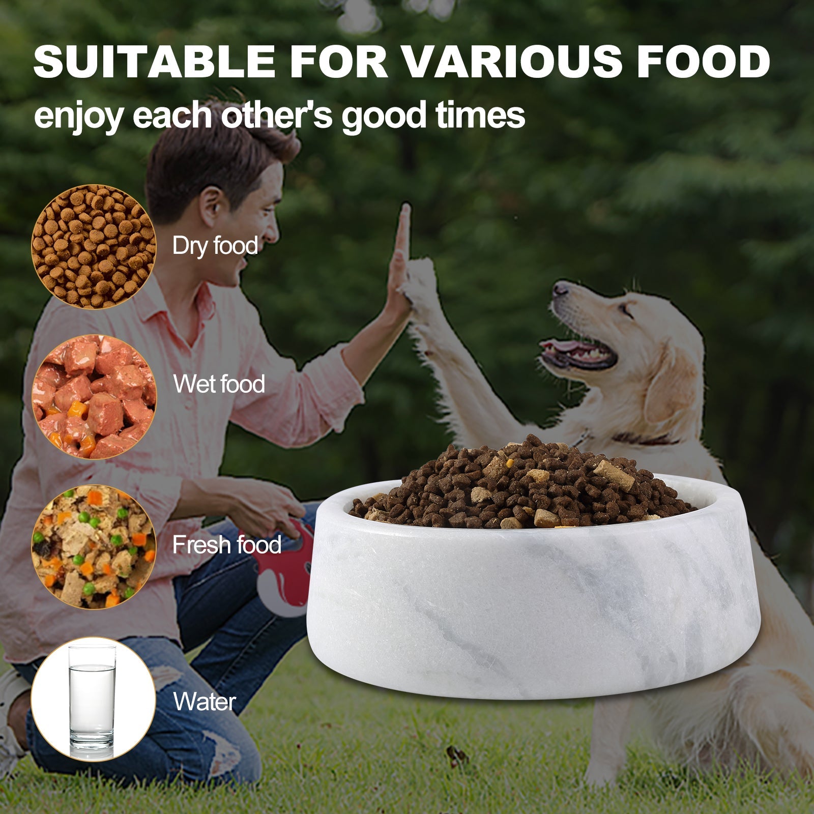 Koville natural stone pet bowl in Namib Fantasy