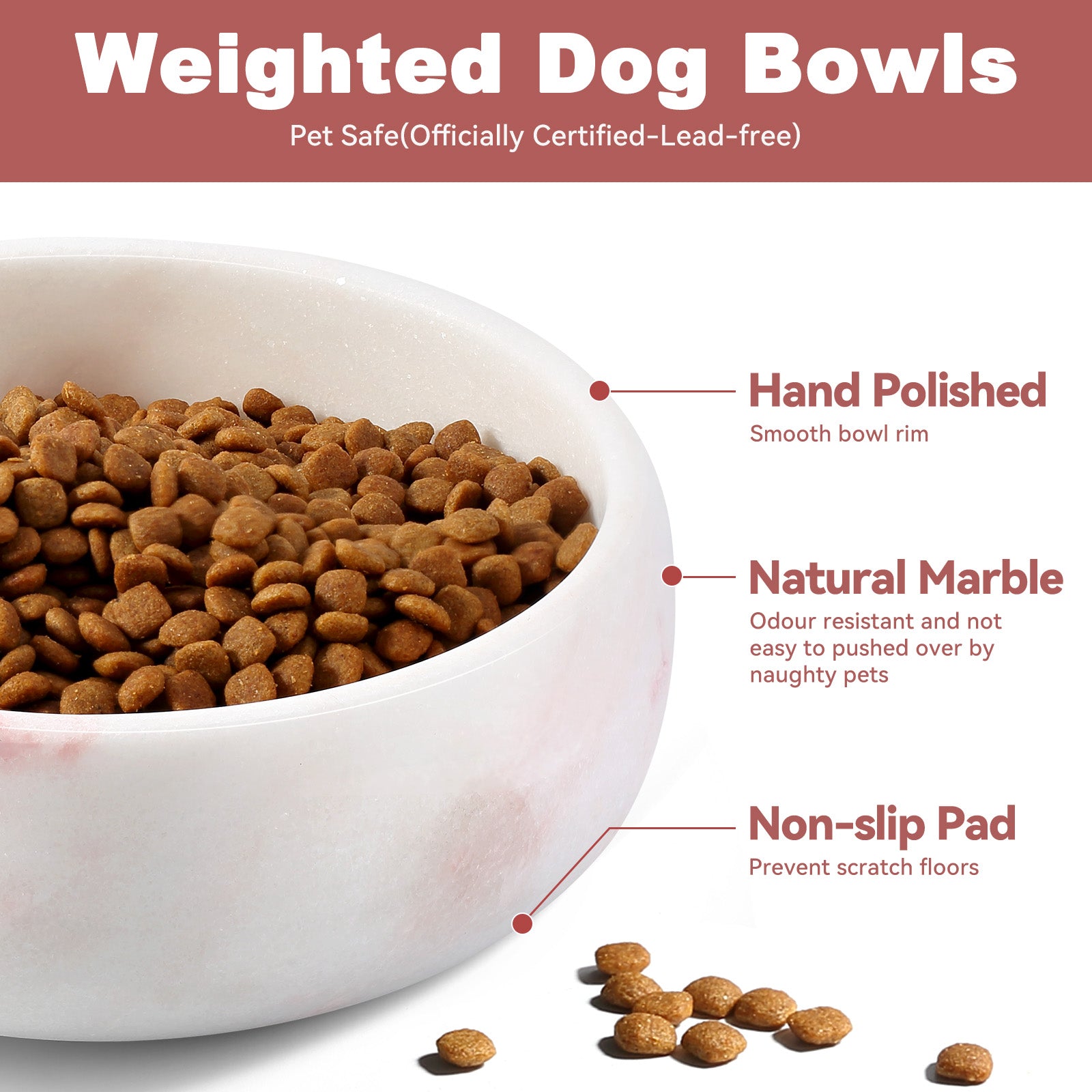Koville natural stone pet bowl in Namibia Rose