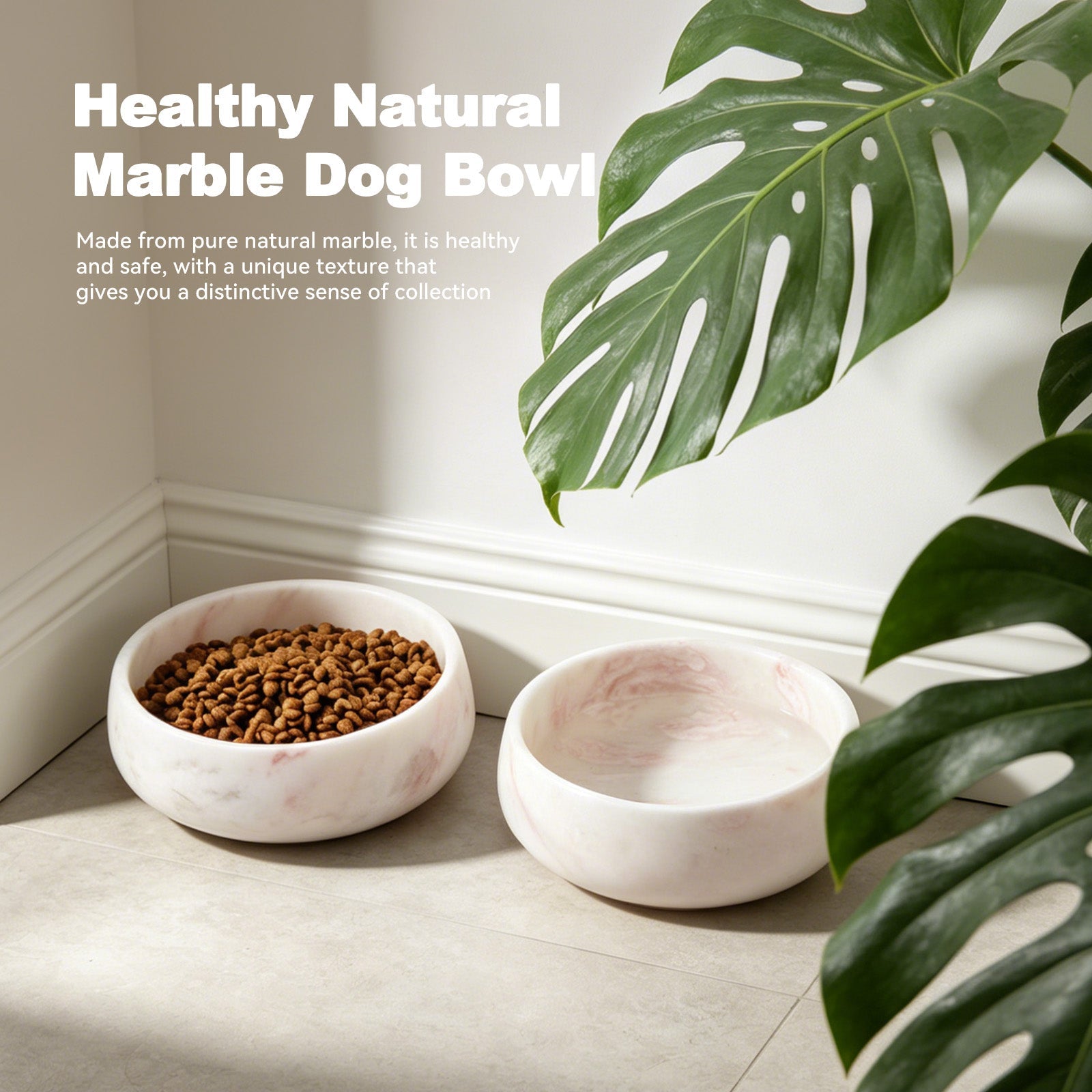Koville natural stone pet bowl in Namibia Rose