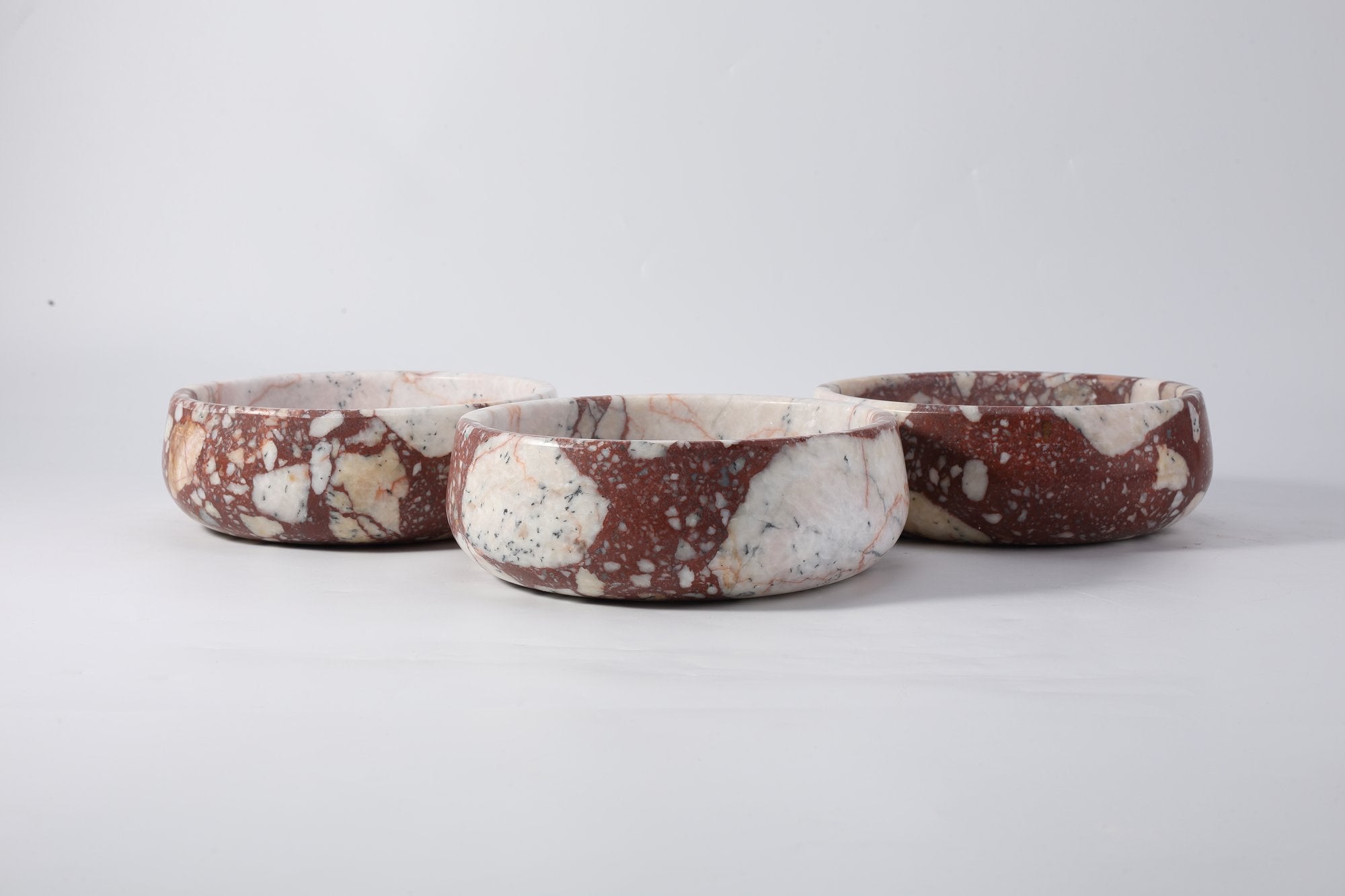 Koville natural stone pet bowl in New Calacatta Viola