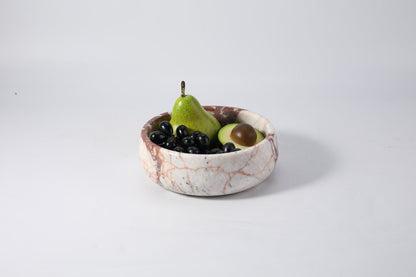 Koville natural stone pet bowl in New Calacatta Viola
