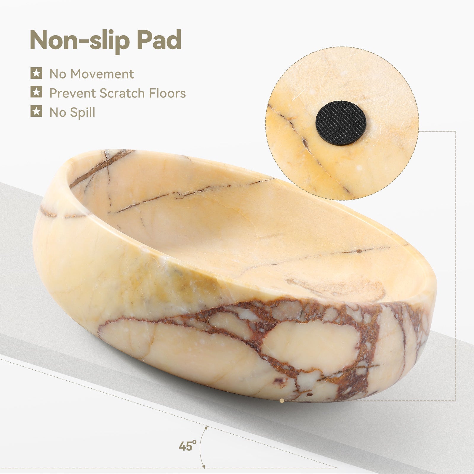 Koville natural stone pet bowl in Calacatta Viola