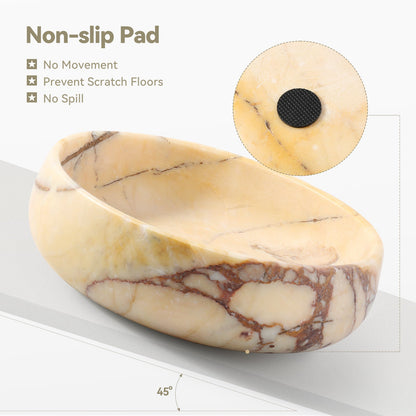 Koville natural stone pet bowl in Calacatta Viola