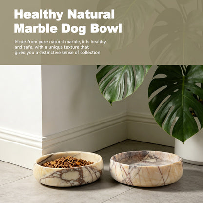 Koville natural stone pet bowl in Calacatta Viola