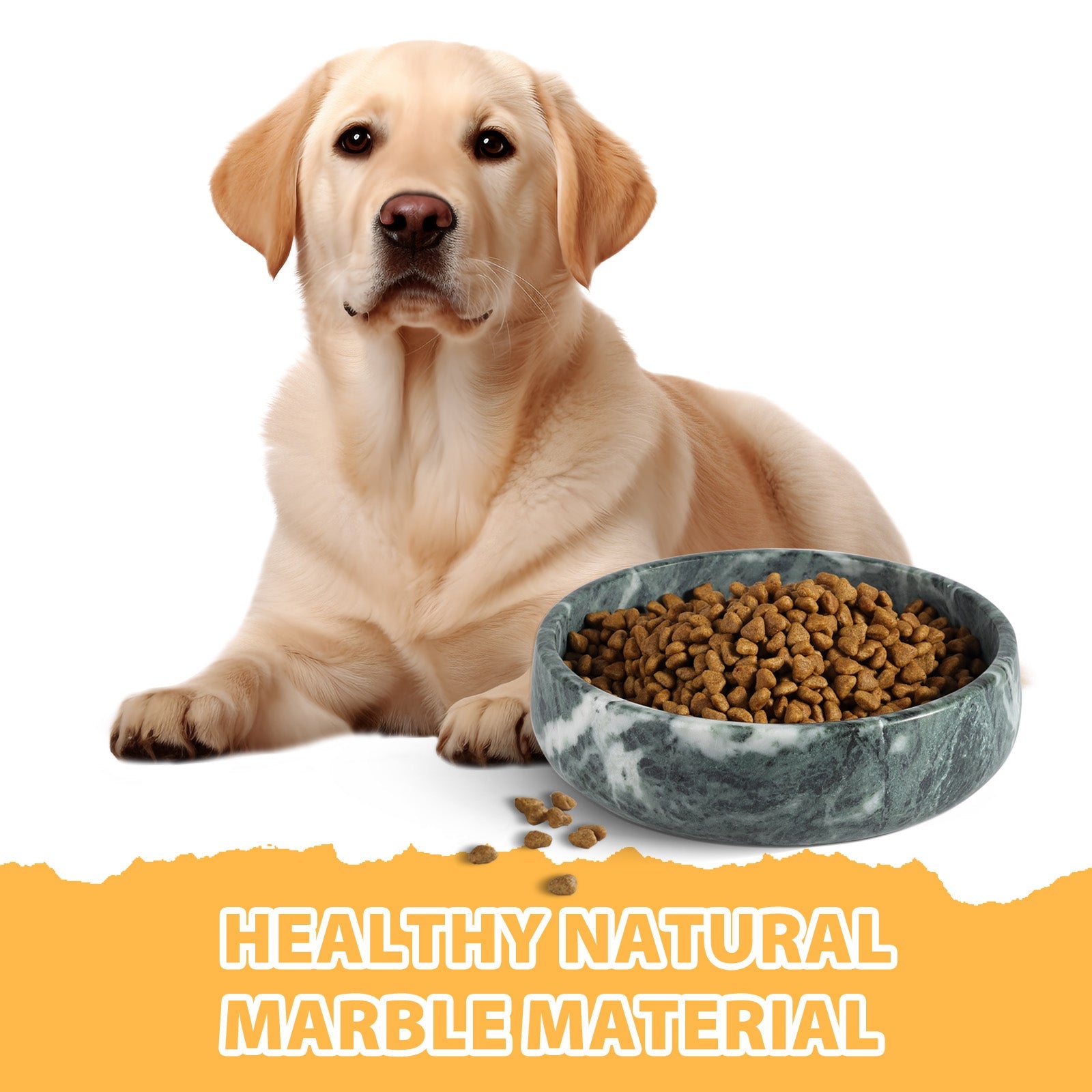 Koville natural stone pet bowl in Indian Green