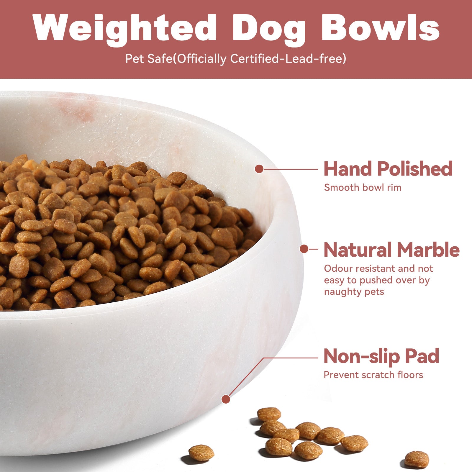 Koville natural stone pet bowl in Namibia Rose