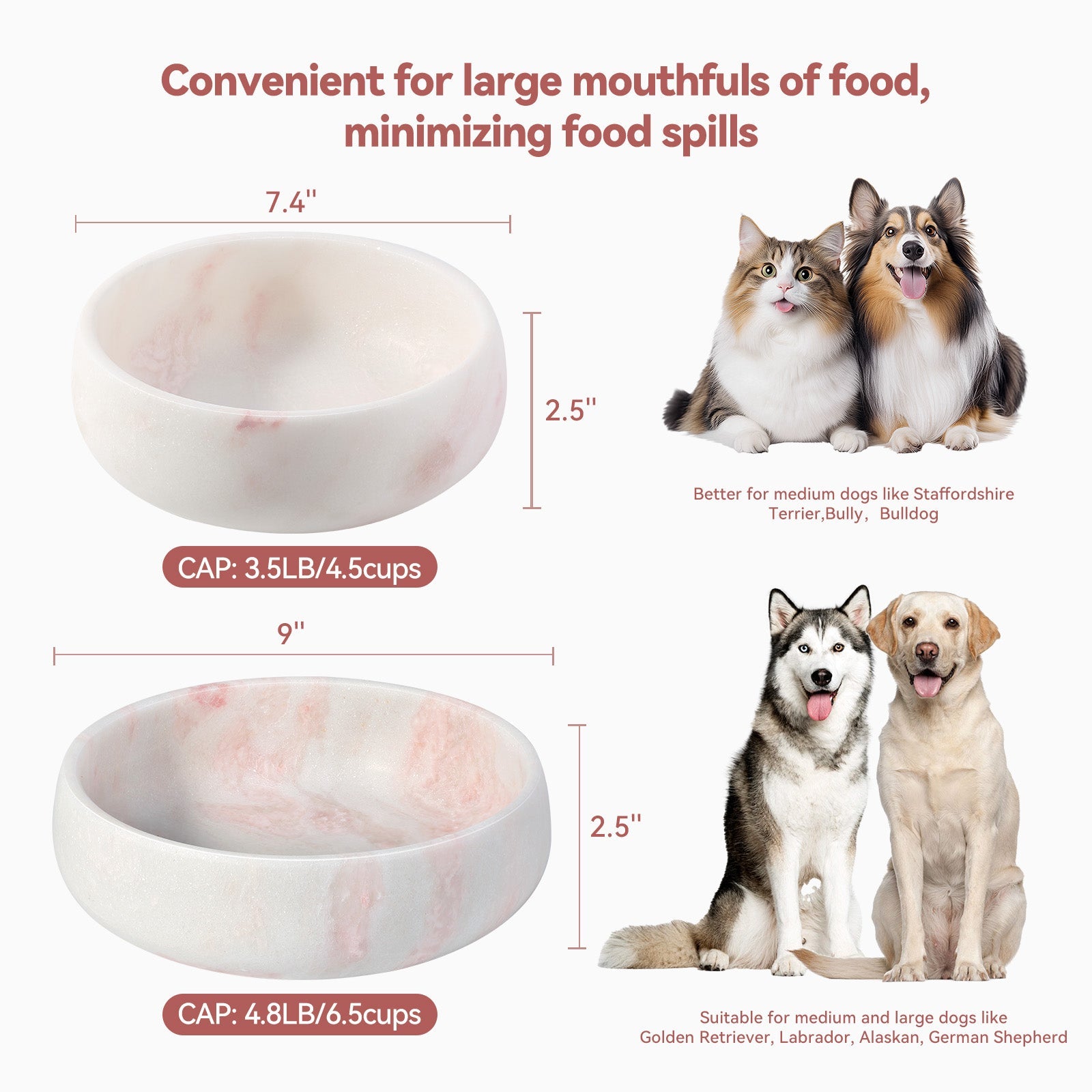 Koville natural stone pet bowl in Namibia Rose