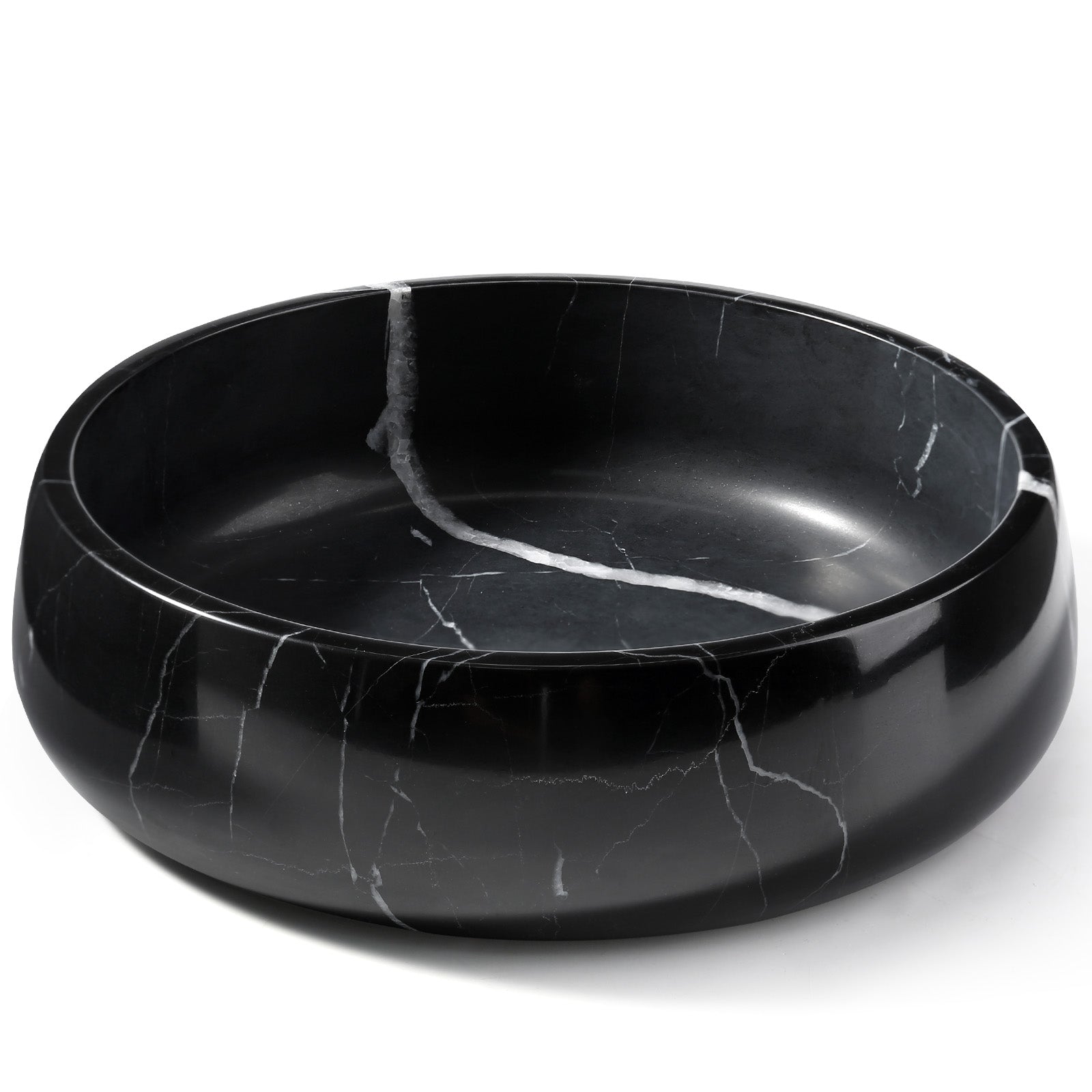 Koville natural stone pet bowl in Nero Marquina