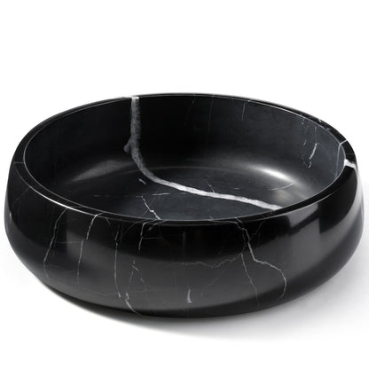 Koville natural stone pet bowl in Nero Marquina