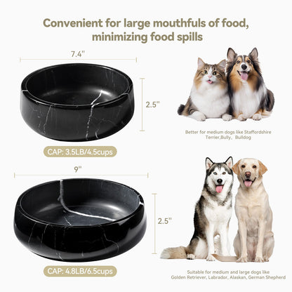 Koville natural stone pet bowl in Nero Marquina