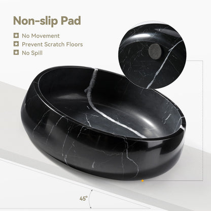 Koville natural stone pet bowl in Nero Marquina
