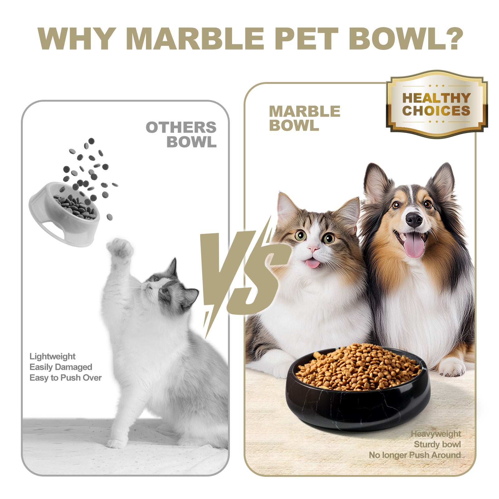 Koville natural stone pet bowl in Nero Marquina