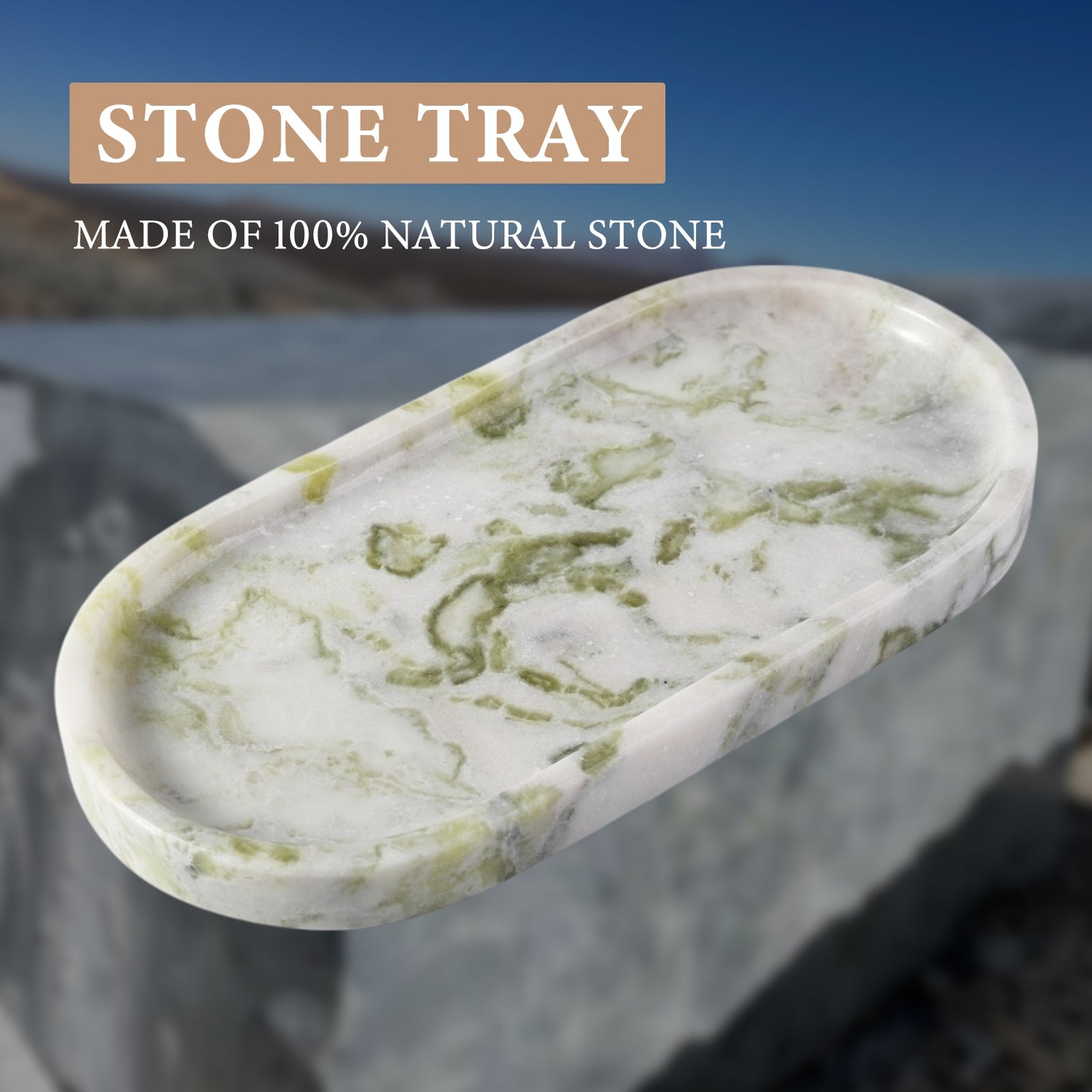 Koville natural stone runway storage tray, 250 x 125 mm