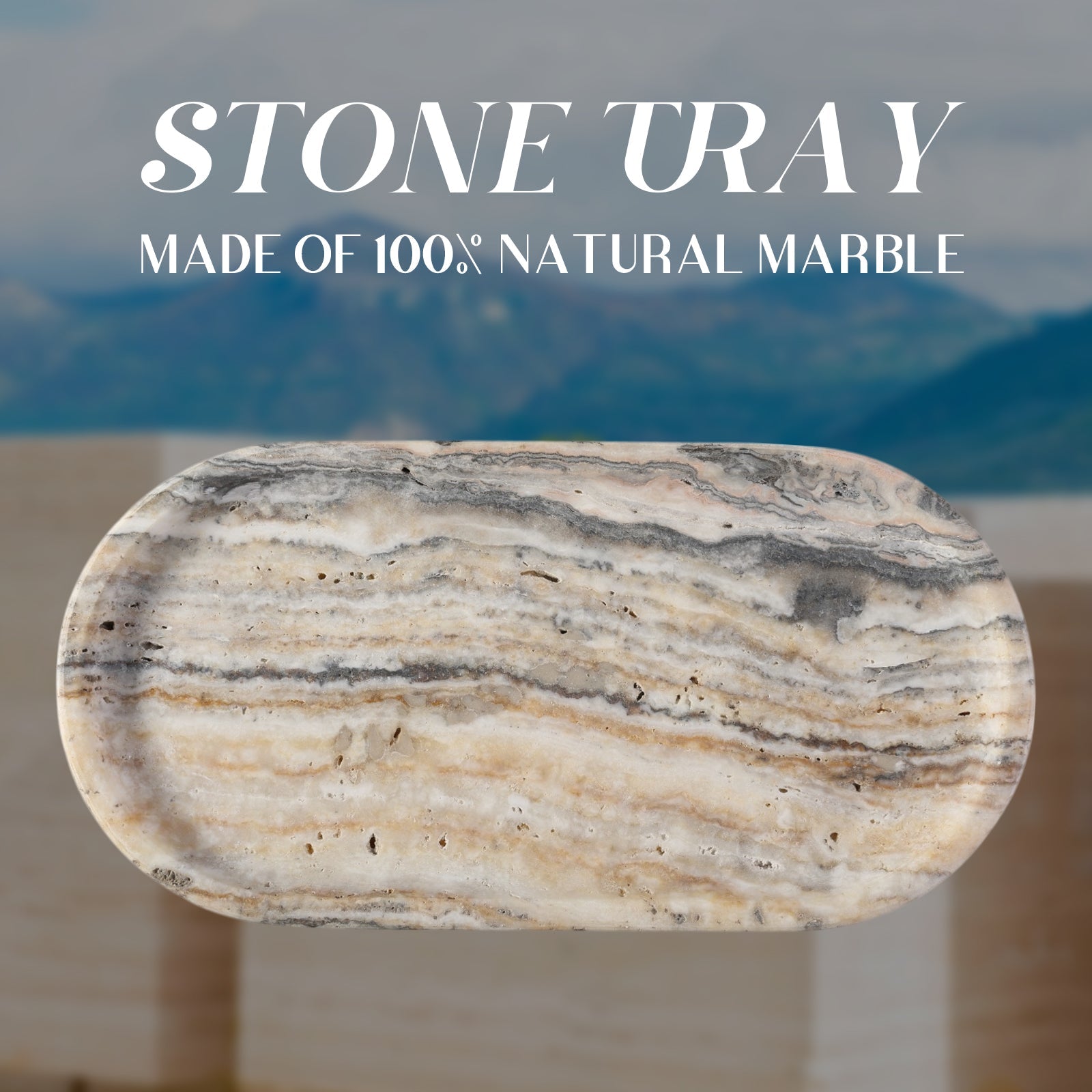 Koville natural stone runway storage tray, 250 x 125 mm